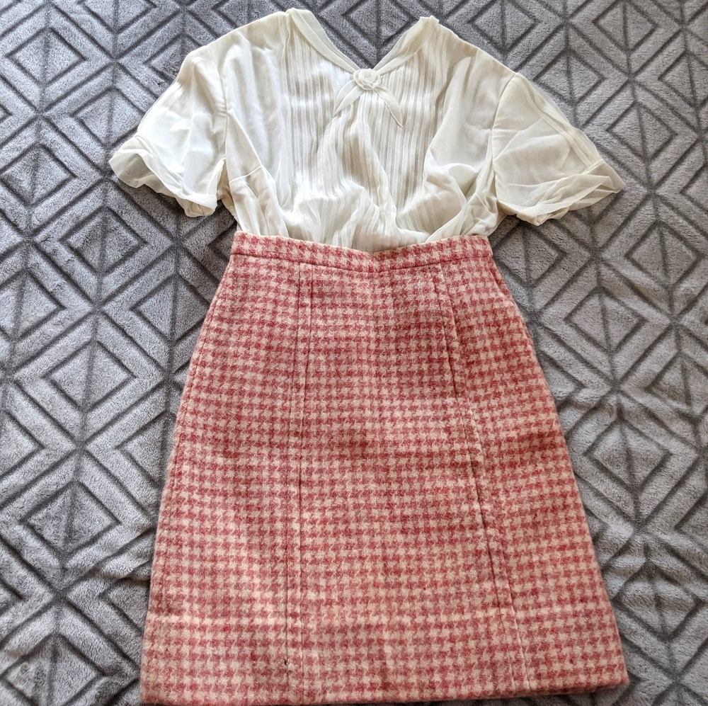 Vintage Pink and Cream Mini Skirt
